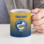 Personalized Parramatta Eels Ceramic Mug Easter Mascot - Colorful Eggs Cartoon Style