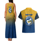 Personalized Parramatta Eels Couples Matching Tank Maxi Dress and Hawaiian Shirt Easter Mascot - Colorful Eggs Cartoon Style