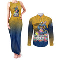 Personalized Parramatta Eels Couples Matching Tank Maxi Dress and Long Sleeve Button Shirt Easter Mascot - Colorful Eggs Cartoon Style