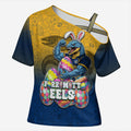 Personalized Parramatta Eels Cross Shoulder Shirt Easter Mascot - Colorful Eggs Cartoon Style