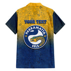Personalized Parramatta Eels Family Matching Long Sleeve Bodycon Dress and Hawaiian Shirt Easter Mascot - Colorful Eggs Cartoon Style