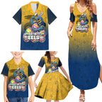 Personalized Parramatta Eels Family Matching Summer Maxi Dress and Hawaiian Shirt Easter Mascot - Colorful Eggs Cartoon Style