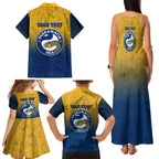 Personalized Parramatta Eels Family Matching Tank Maxi Dress and Hawaiian Shirt Easter Mascot - Colorful Eggs Cartoon Style