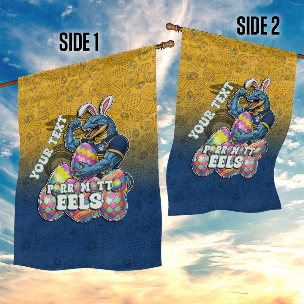 Personalized Parramatta Eels Garden Flag Easter Mascot - Colorful Eggs Cartoon Style