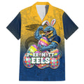 Personalized Parramatta Eels Hawaiian Shirt Easter Mascot - Colorful Eggs Cartoon Style