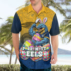 Personalized Parramatta Eels Hawaiian Shirt Easter Mascot - Colorful Eggs Cartoon Style