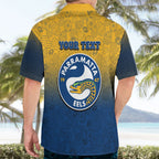 Personalized Parramatta Eels Hawaiian Shirt Easter Mascot - Colorful Eggs Cartoon Style