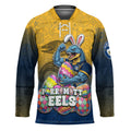 Personalized Parramatta Eels Hockey Jersey Easter Mascot - Colorful Eggs Cartoon Style