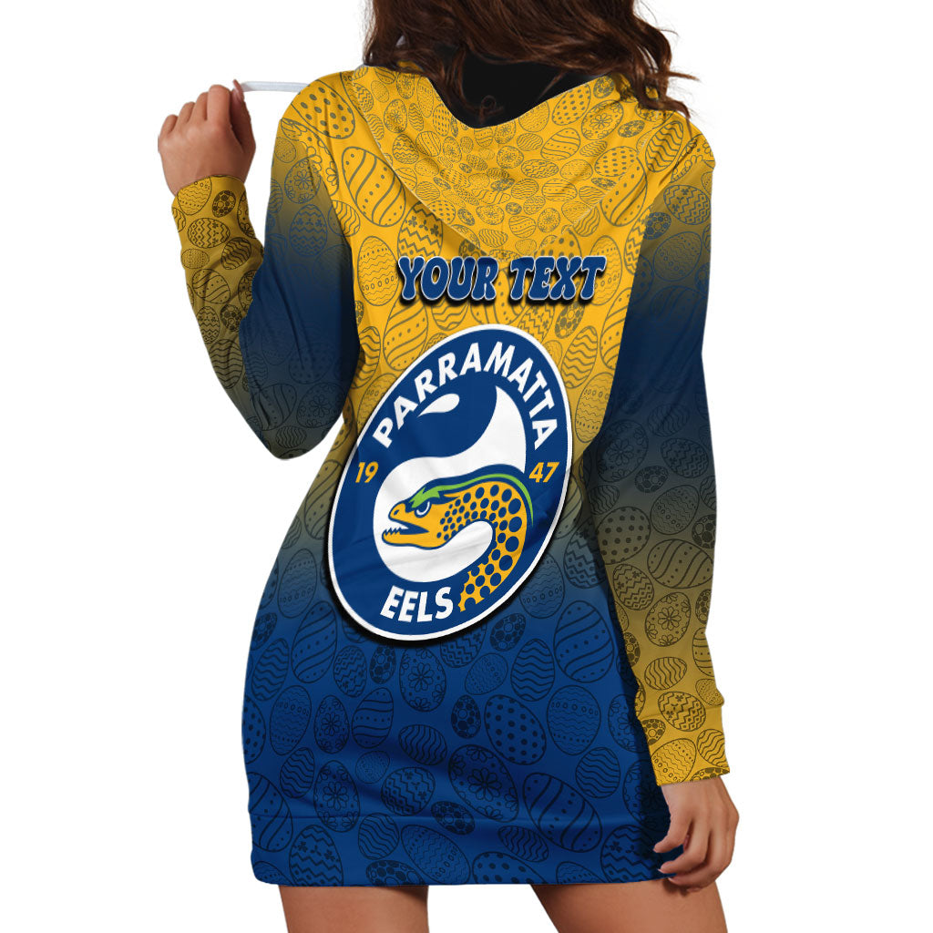 Personalized Parramatta Eels Hoodie Dress Easter Mascot - Colorful Eggs Cartoon Style