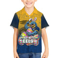 Personalized Parramatta Eels Kid Hawaiian Shirt Easter Mascot - Colorful Eggs Cartoon Style