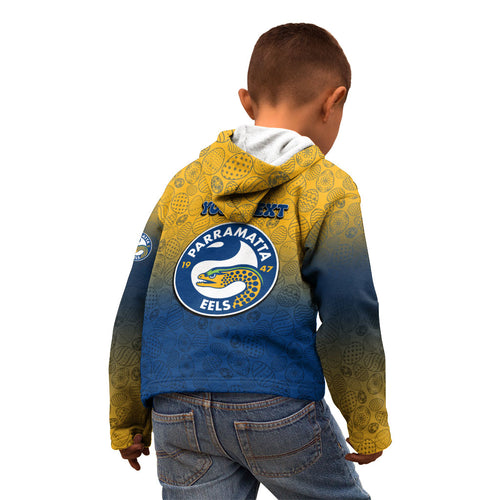 Personalized Parramatta Eels Kid Hoodie Easter Mascot - Colorful Eggs Cartoon Style