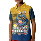 Personalized Parramatta Eels Kid Polo Shirt Easter Mascot - Colorful Eggs Cartoon Style