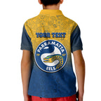 Personalized Parramatta Eels Kid Polo Shirt Easter Mascot - Colorful Eggs Cartoon Style