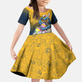 Personalized Parramatta Eels Kid Short Sleeve Dress Easter Mascot - Colorful Eggs Cartoon Style