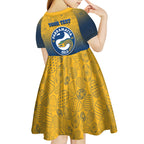 Personalized Parramatta Eels Kid Short Sleeve Dress Easter Mascot - Colorful Eggs Cartoon Style