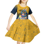 Personalized Parramatta Eels Kid Short Sleeve Dress Easter Mascot - Colorful Eggs Cartoon Style