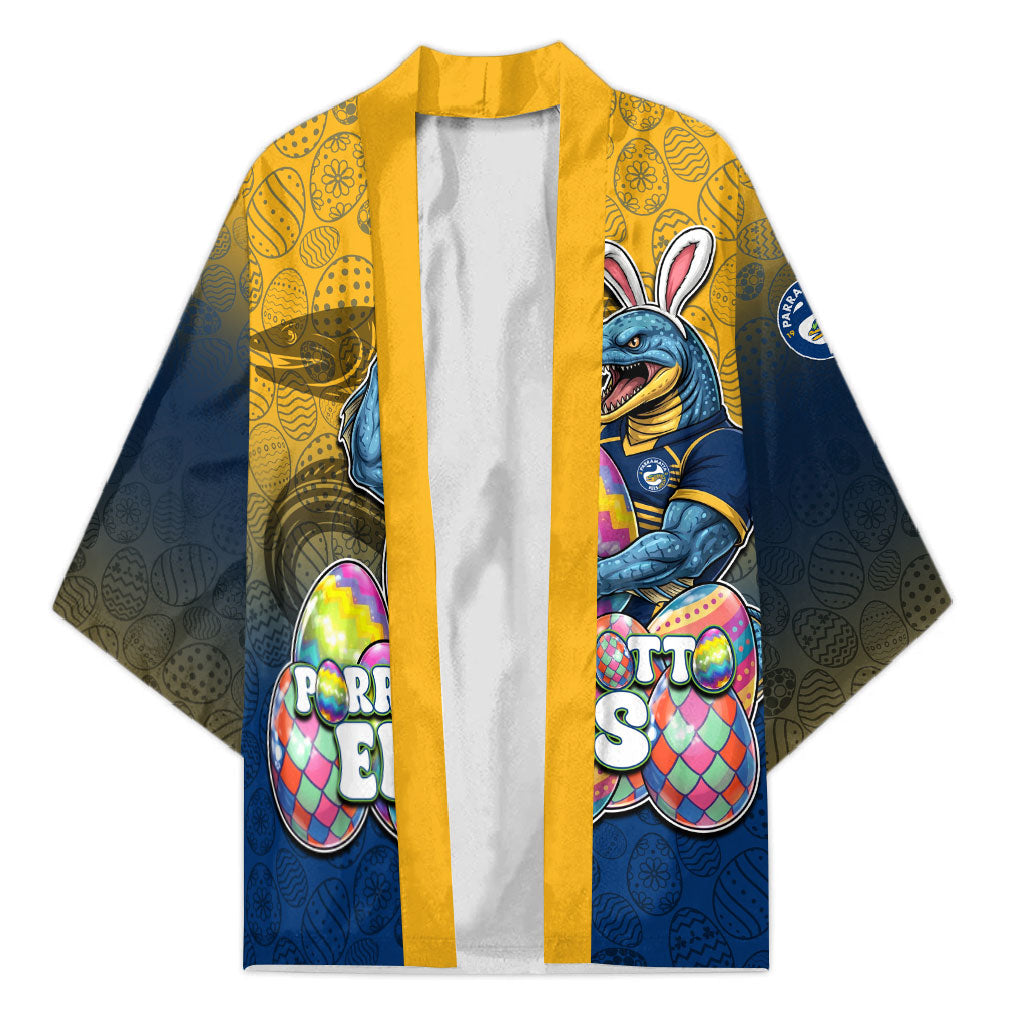 Personalized Parramatta Eels Kimono Easter Mascot - Colorful Eggs Cartoon Style