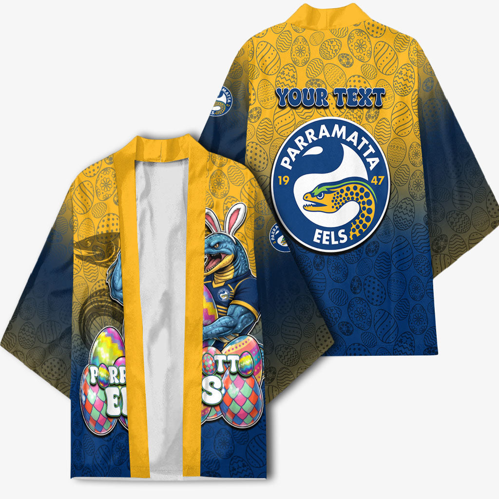 Personalized Parramatta Eels Kimono Easter Mascot - Colorful Eggs Cartoon Style