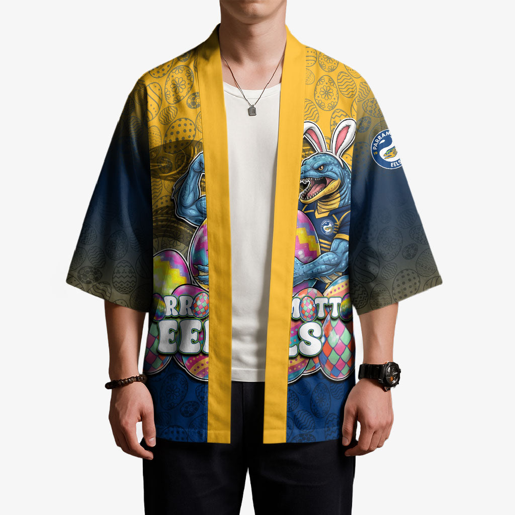 Personalized Parramatta Eels Kimono Easter Mascot - Colorful Eggs Cartoon Style