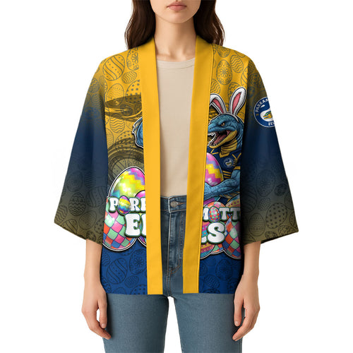 Personalized Parramatta Eels Kimono Easter Mascot - Colorful Eggs Cartoon Style