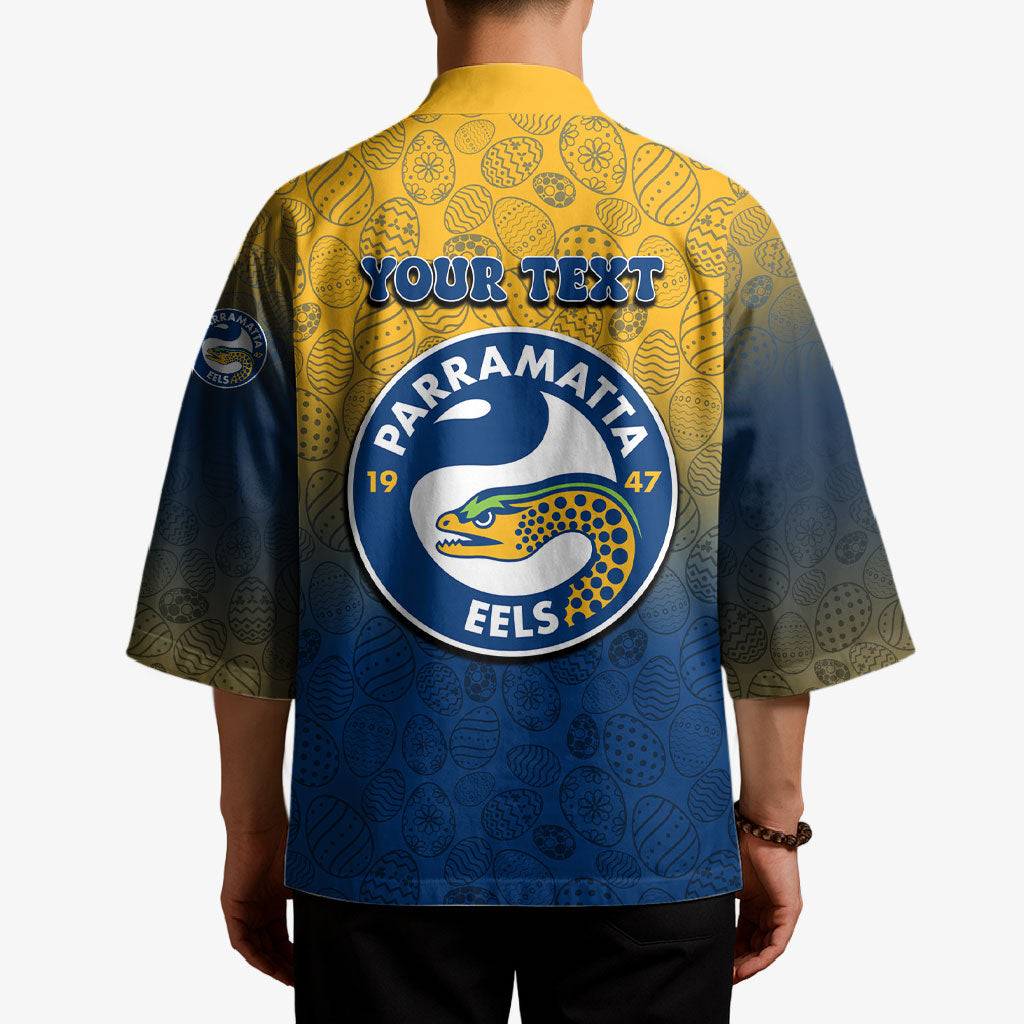 Personalized Parramatta Eels Kimono Easter Mascot - Colorful Eggs Cartoon Style