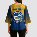 Personalized Parramatta Eels Kimono Sleeve Blouse Easter Mascot - Colorful Eggs Cartoon Style