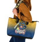 Personalized Parramatta Eels Leather Tote Bag Easter Mascot - Colorful Eggs Cartoon Style