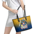Personalized Parramatta Eels Leather Tote Bag Easter Mascot - Colorful Eggs Cartoon Style