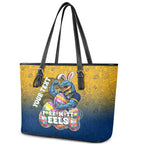Personalized Parramatta Eels Leather Tote Bag Easter Mascot - Colorful Eggs Cartoon Style