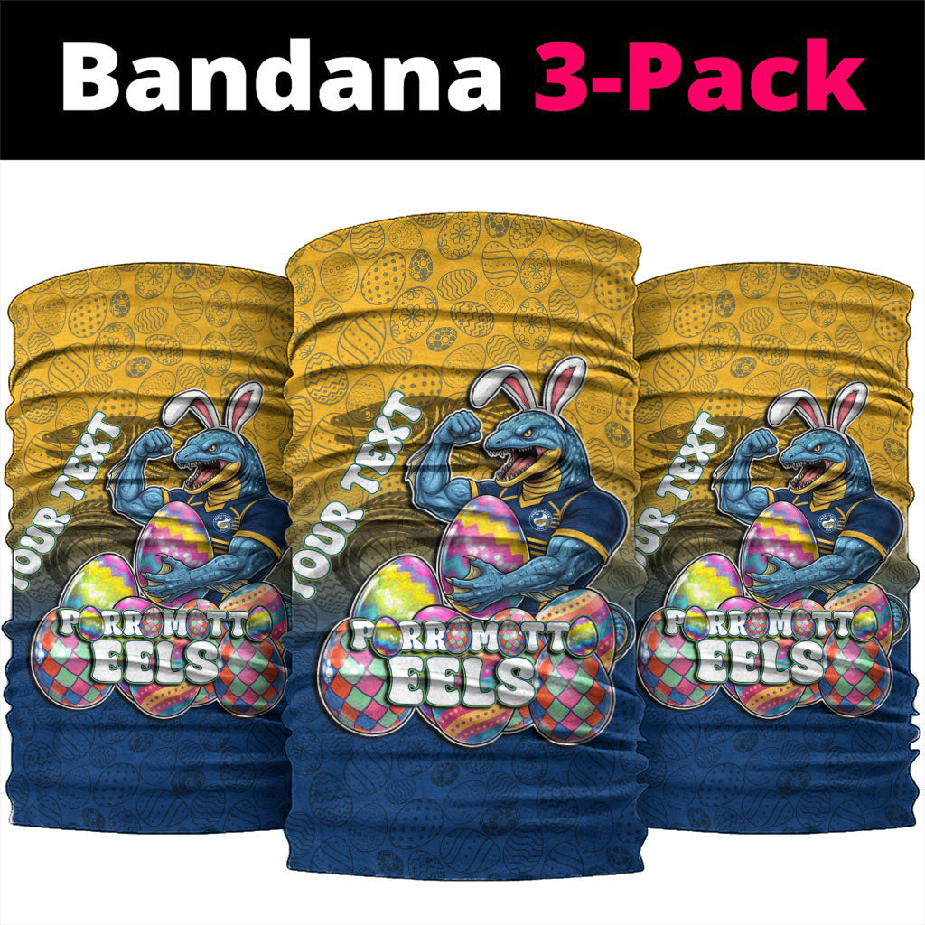 Personalized Parramatta Eels Neck Gaiter Easter Mascot - Colorful Eggs Cartoon Style