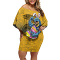 Personalized Parramatta Eels Off Shoulder Short Dress Easter Mascot - Colorful Eggs Cartoon Style