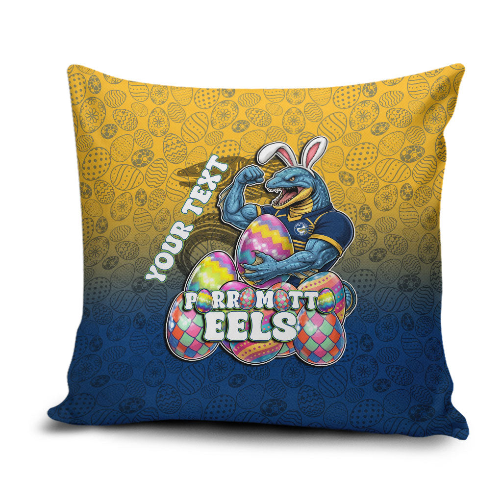 Personalized Parramatta Eels Pillow Cover Easter Mascot - Colorful Eggs Cartoon Style
