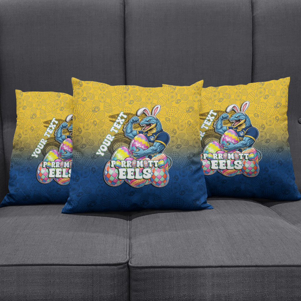 Personalized Parramatta Eels Pillow Cover Easter Mascot - Colorful Eggs Cartoon Style
