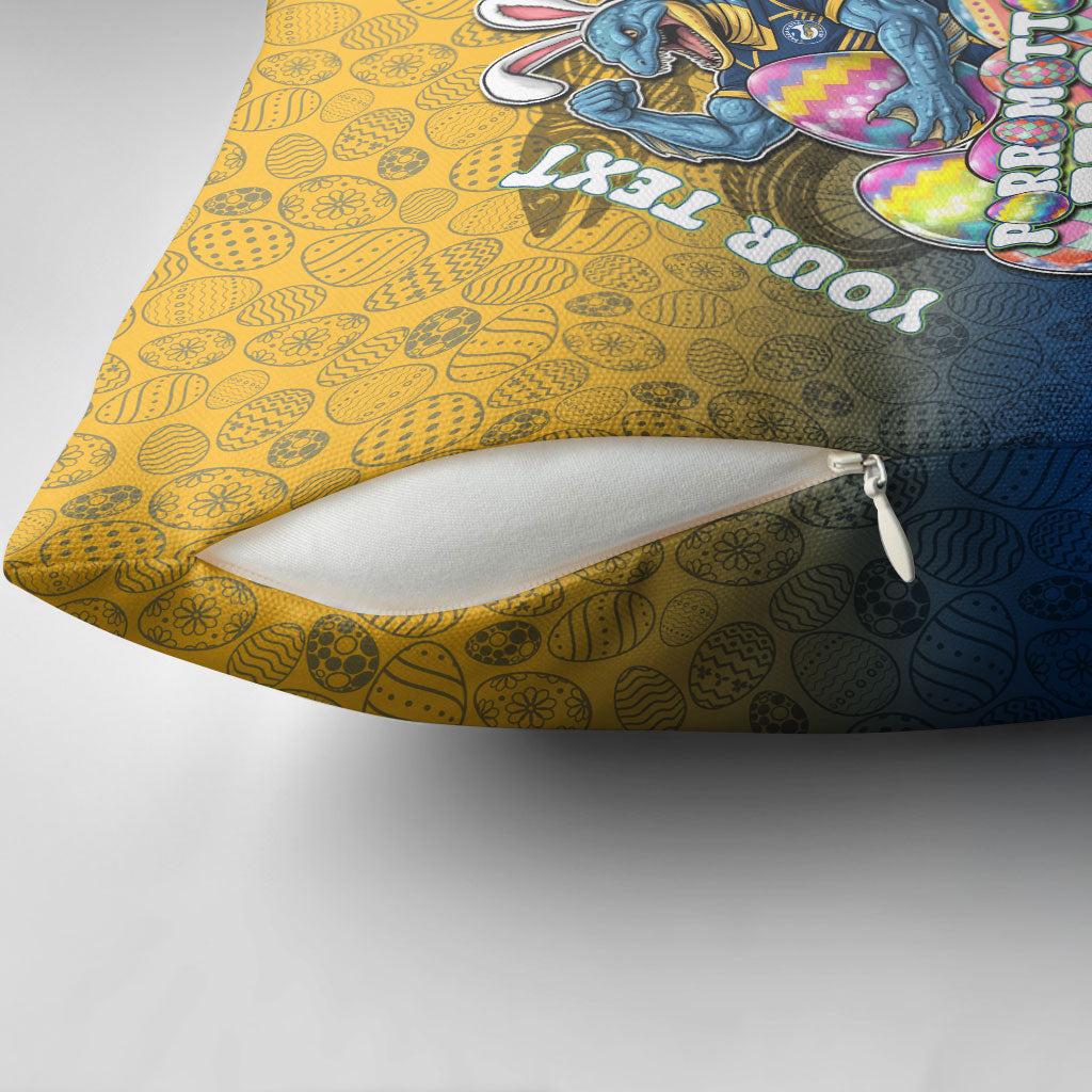 Personalized Parramatta Eels Pillow Cover Easter Mascot - Colorful Eggs Cartoon Style