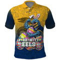 Personalized Parramatta Eels Polo Shirt Easter Mascot - Colorful Eggs Cartoon Style