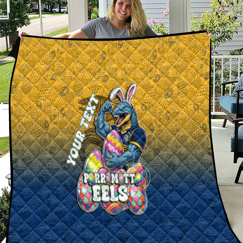 Personalized Parramatta Eels Quilt Easter Mascot - Colorful Eggs Cartoon Style