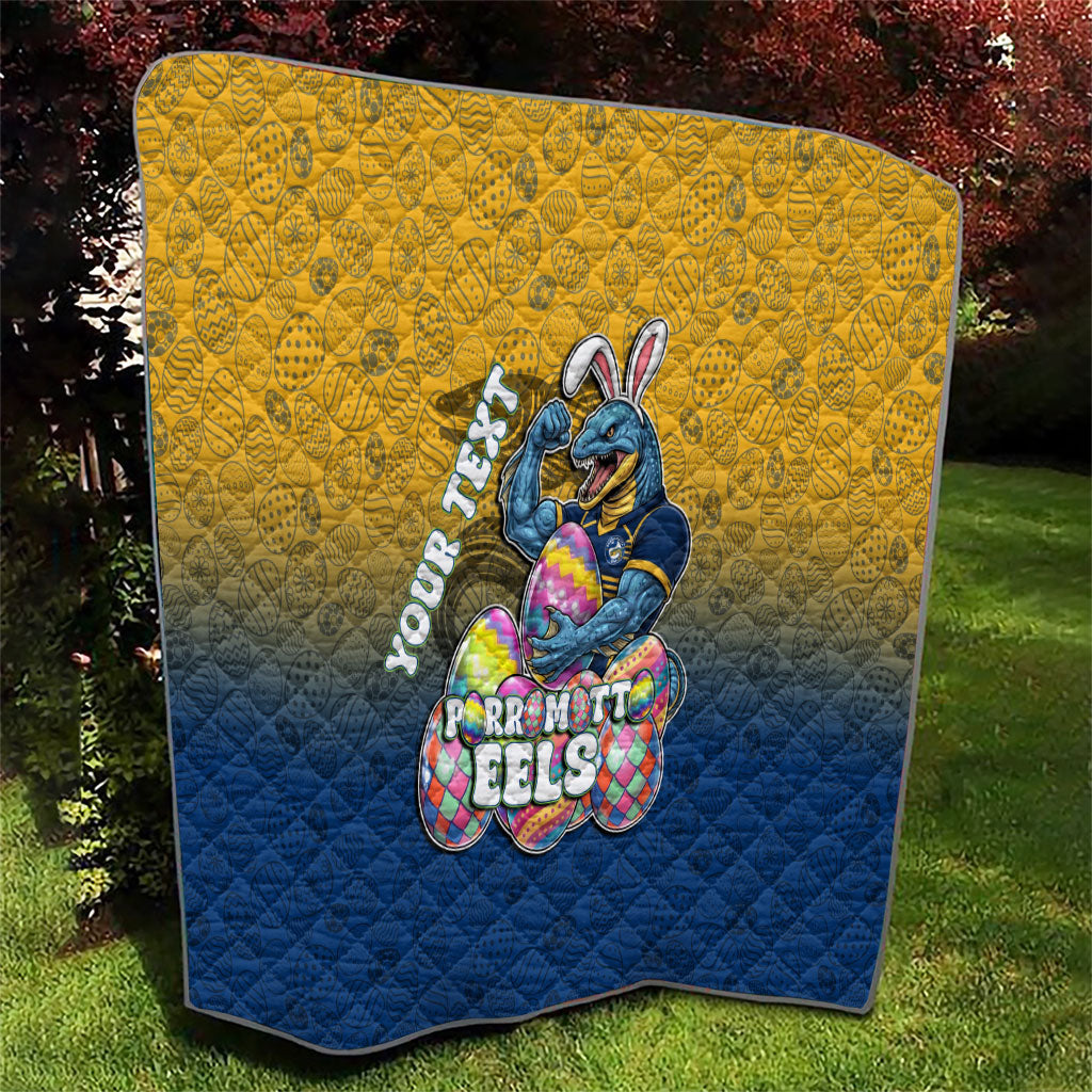 Personalized Parramatta Eels Quilt Easter Mascot - Colorful Eggs Cartoon Style