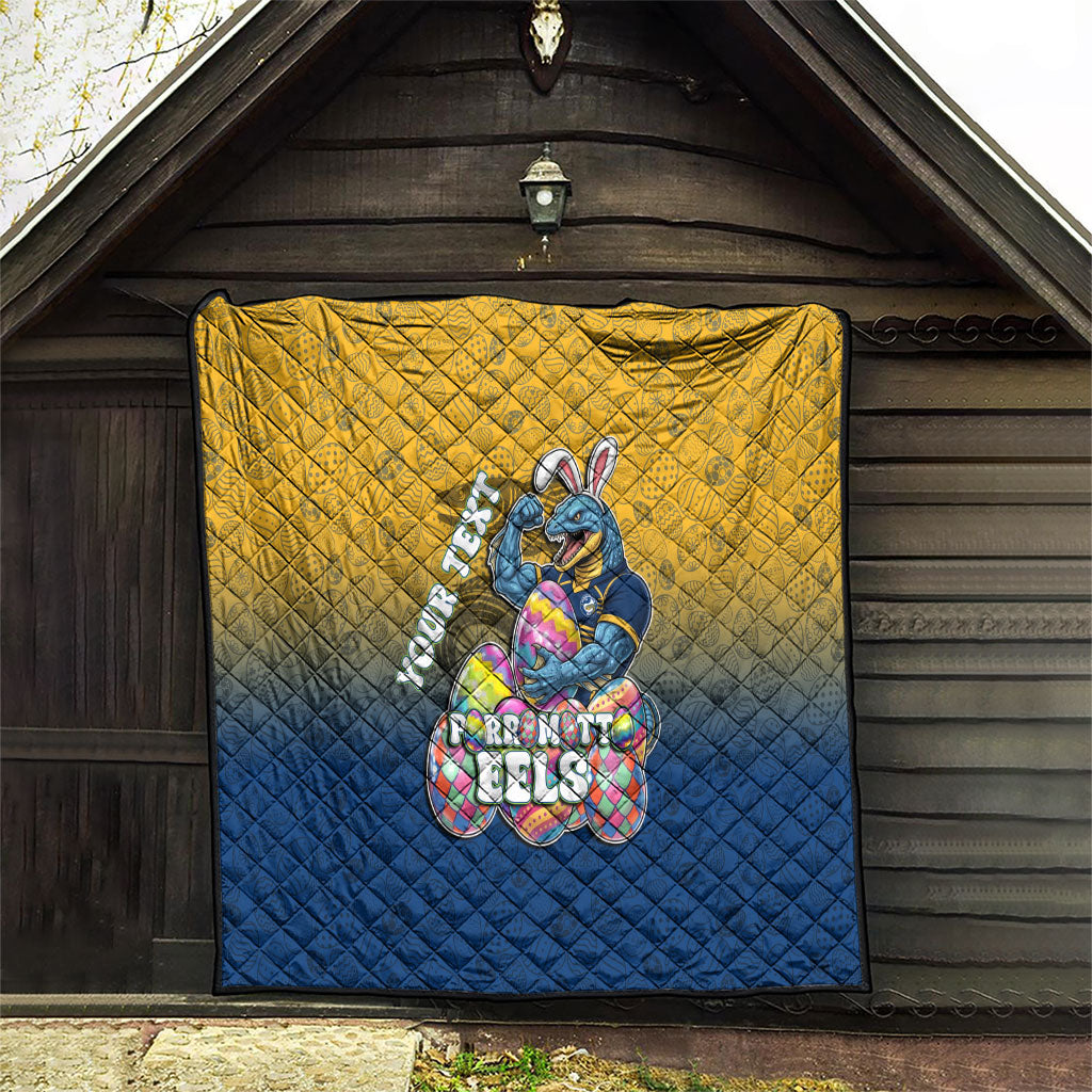 Personalized Parramatta Eels Quilt Easter Mascot - Colorful Eggs Cartoon Style