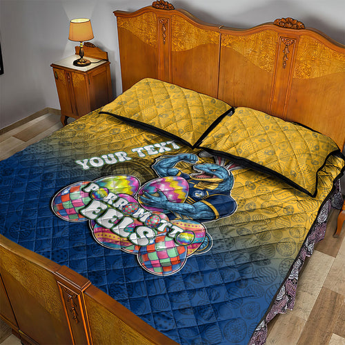 Personalized Parramatta Eels Quilt Bed Set Easter Mascot - Colorful Eggs Cartoon Style