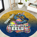 Personalized Parramatta Eels Round Carpet Easter Mascot - Colorful Eggs Cartoon Style