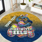 Personalized Parramatta Eels Round Carpet Easter Mascot - Colorful Eggs Cartoon Style