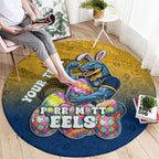 Personalized Parramatta Eels Round Carpet Easter Mascot - Colorful Eggs Cartoon Style