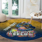 Personalized Parramatta Eels Round Carpet Easter Mascot - Colorful Eggs Cartoon Style
