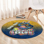Personalized Parramatta Eels Round Carpet Easter Mascot - Colorful Eggs Cartoon Style