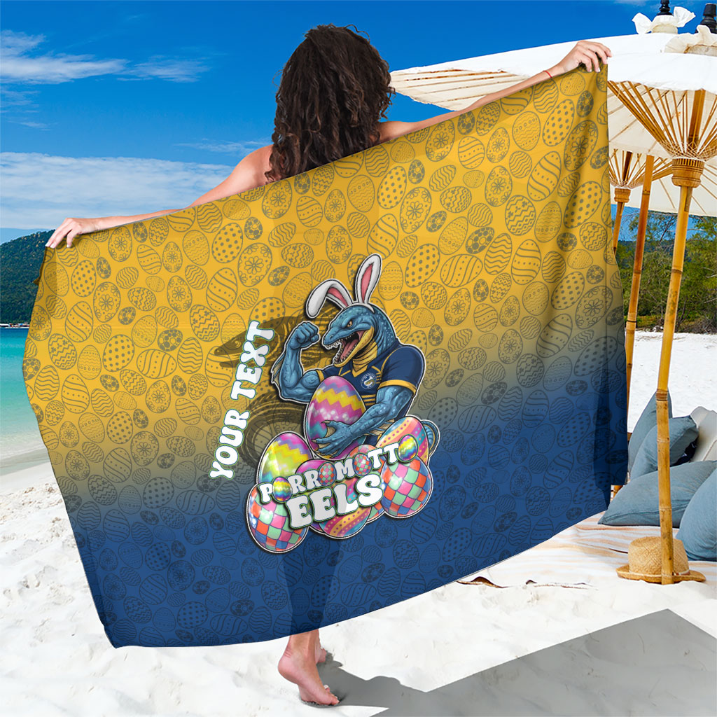 Personalized Parramatta Eels Sarong Easter Mascot - Colorful Eggs Cartoon Style