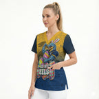 Personalized Parramatta Eels Scrub Top Easter Mascot - Colorful Eggs Cartoon Style