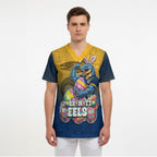 Personalized Parramatta Eels Scrub Top Easter Mascot - Colorful Eggs Cartoon Style