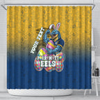 Personalized Parramatta Eels Shower Curtain Easter Mascot - Colorful Eggs Cartoon Style