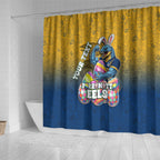 Personalized Parramatta Eels Shower Curtain Easter Mascot - Colorful Eggs Cartoon Style