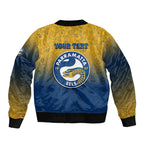 Personalized Parramatta Eels Sleeve Zip Bomber Jacket Easter Mascot - Colorful Eggs Cartoon Style